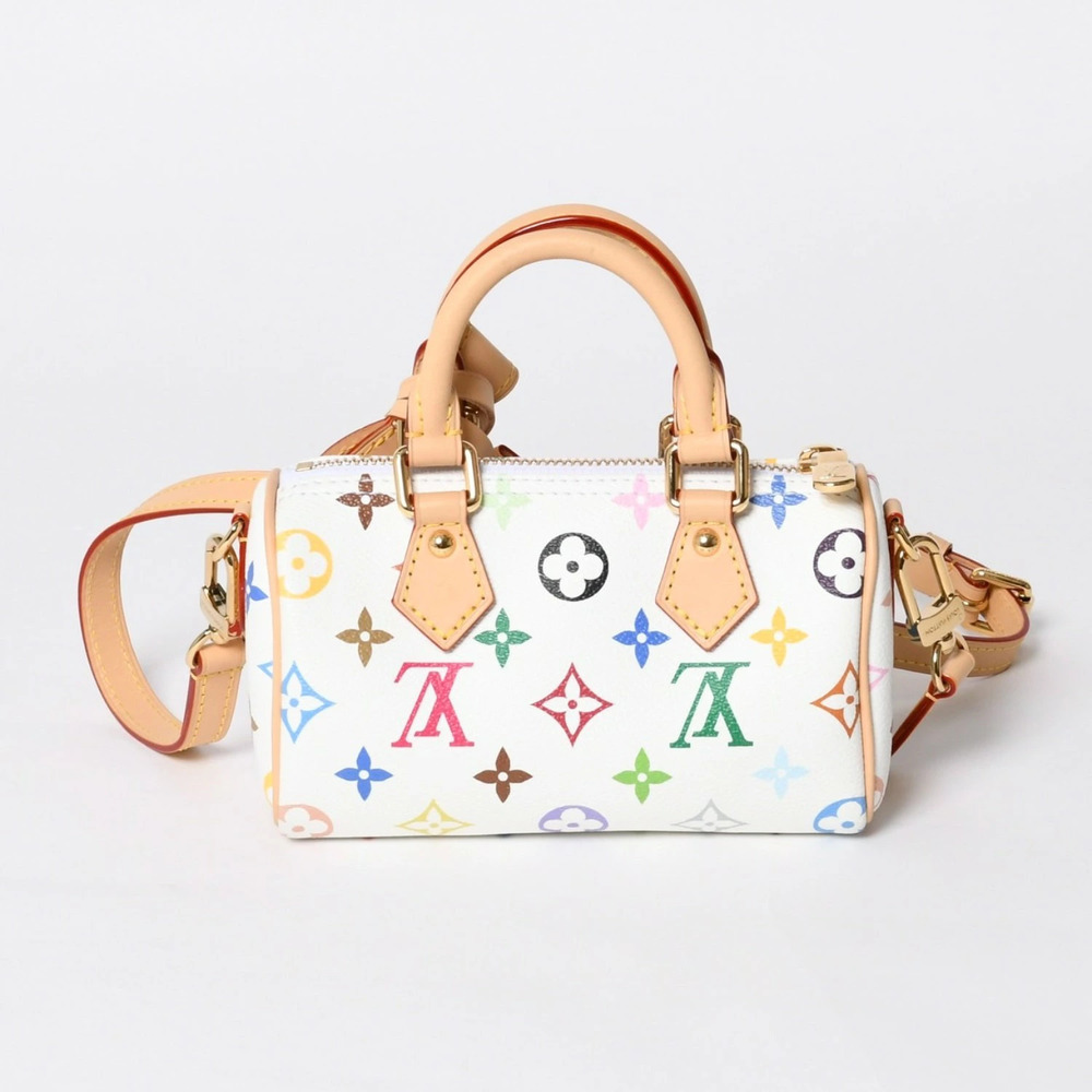 LOUIS VUITTON Speedy Handbag Monogram Multicolor White Takashi Murakami